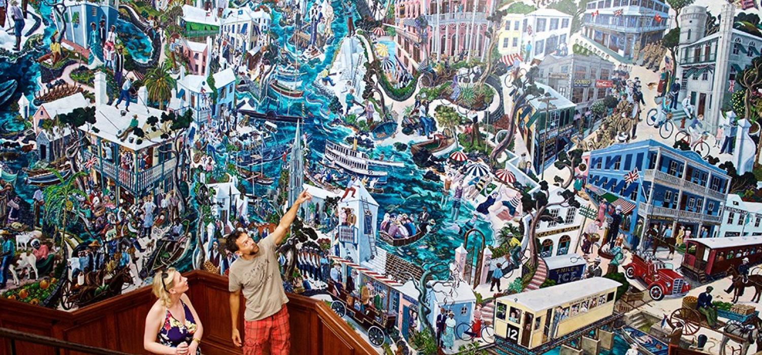 Hall of History Mural at Bermuda's National Museum